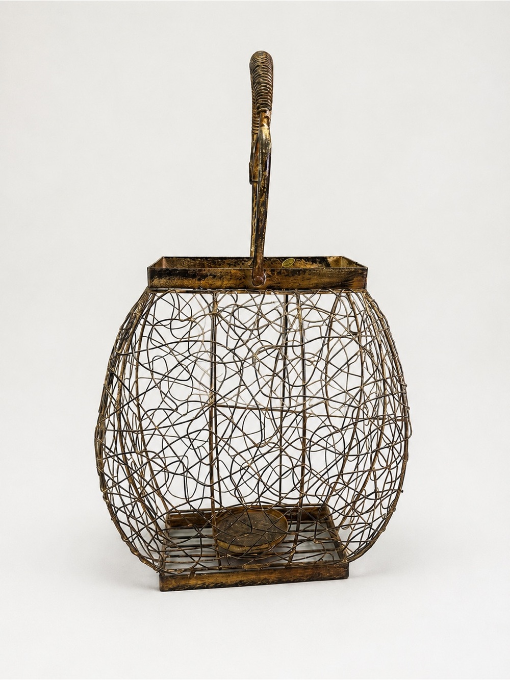Rustic Gold Wire Lantern - Decorative Home Accent - Picture 2 of 9